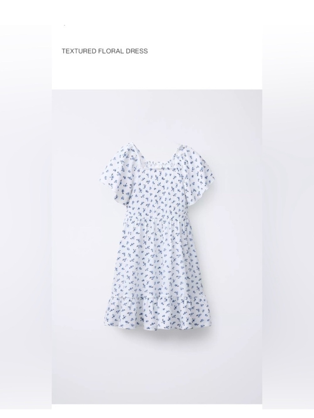 Zara textured Floral White and Blue Kids Dress size 13/14 like new - Picture 3 of 6